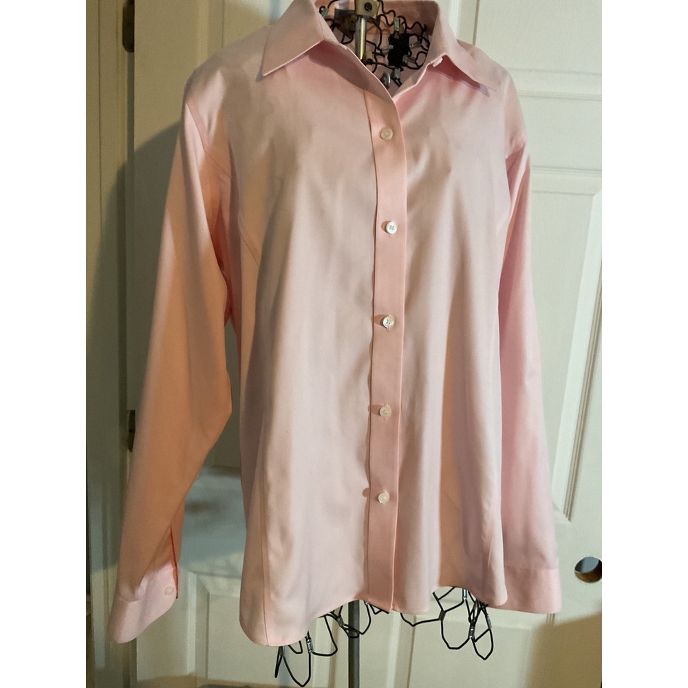 Liz Claiborne Pink Button Down Shirt Long Sleeve Classic Fit Size 14 Cotton